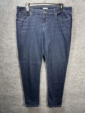 Eileen Fisher Jeans Womens 18 Blue Dark Wash Organic Cotton Mid Rise Denim 40x32